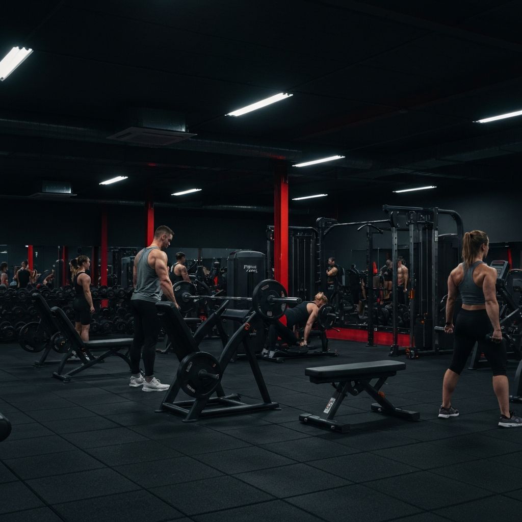Interior del gimnasio Haltera con personas entrenando
